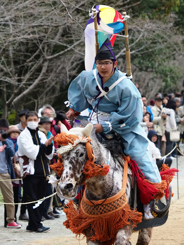 2017年3月　福岡・柳川市　三柱神社　流鏑馬奉納終了後の初陣　　射手見習い　千葉　貴文