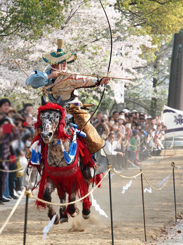 2018年4月　福岡・柳川市　三柱神社　流鏑馬奉納　平騎射　千葉　貴文